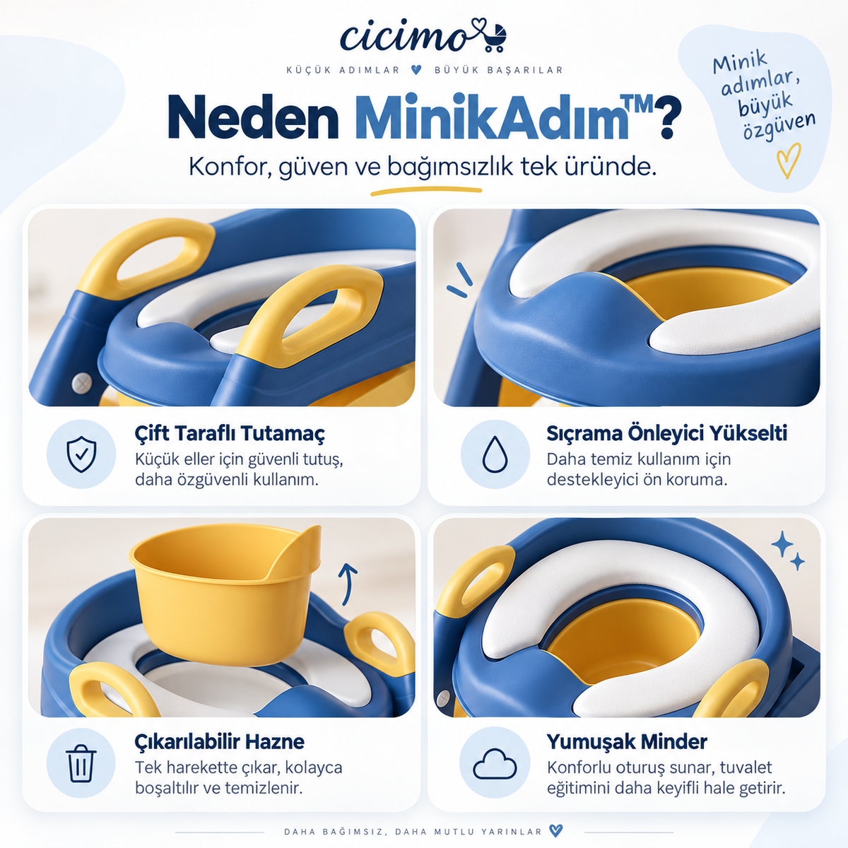 MinikAdım™ 2’si 1 Arada Bağımsız Tuvalet Eğitmeni